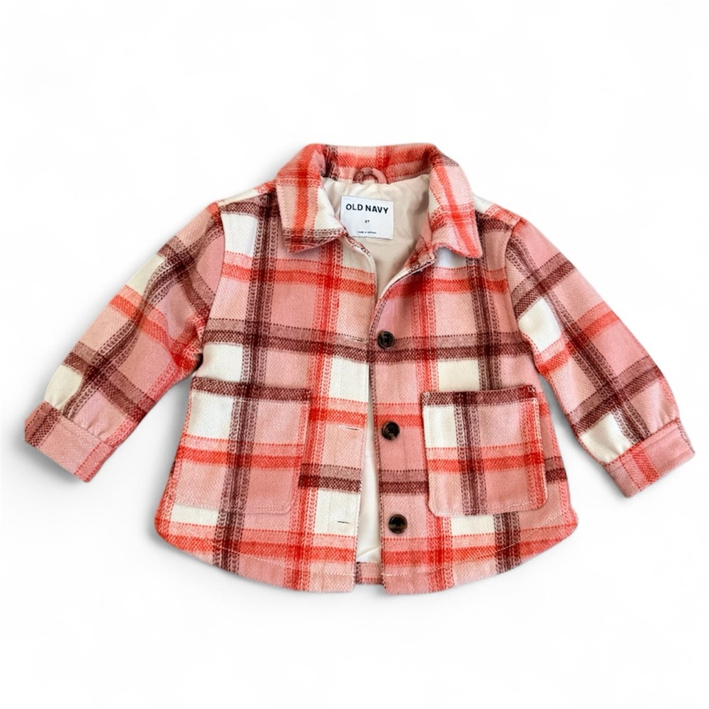 Old Navy Red and Pink Plaid Kids Jacket